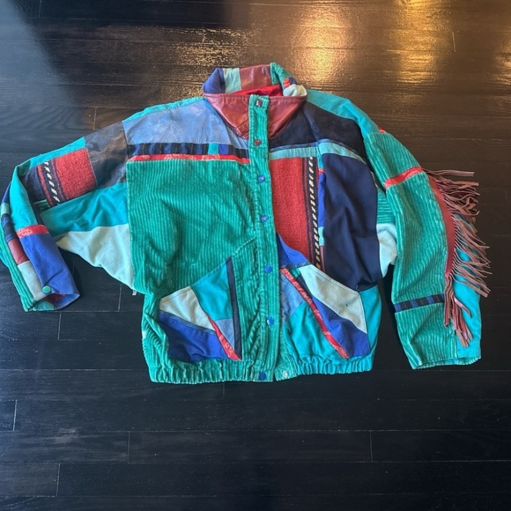Vintage Santa Fe, recreations Colorful Patchwork Jacket with Fringe